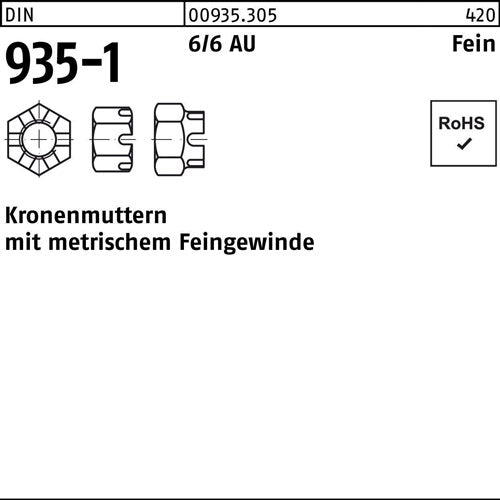 Kronenmutter DIN 935-1 M 40 x 15 6 1 Stück