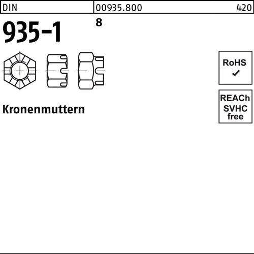 Kronenmutter DIN 935-1 M 30 8 10 Stück