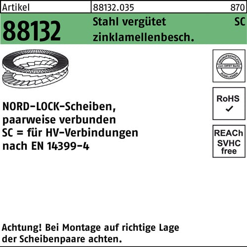 Unterlegscheibe R 88132 geklebt NL 20 SC Sta zinklamellenb 100St NORD-LOCK - VPE: 100