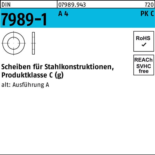 Unterlegscheibe DIN 7989-1 30/33x 56x8 A 4 50 Stück - VPE: 50