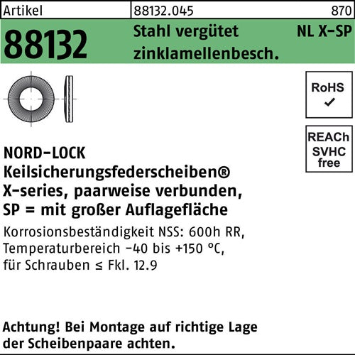 Unterlegscheibe R 88132 NLX 8 SP Sta vergütet zinklamellenb 200St NORD-LOCK - VPE: 200