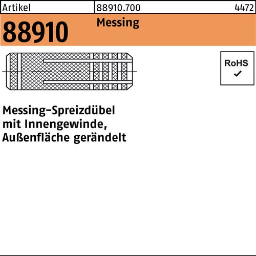 Spreizdübel R 88910 IG M4/5x 16 Messing gerändelt 100 Stück - VPE: 100