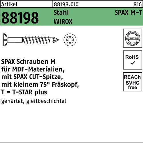 Schraube R 88198 Seko T-STAR 4x40/28-T20 Stahl galvverz WIROX 200St SPAX - VPE: 200