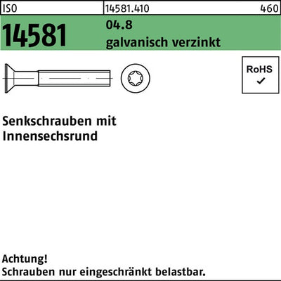 Senkschraube ISO 14581 ISR M5x35 T25 048 galvverz 500St - VPE: 500