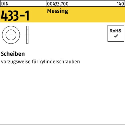 Scheibe DIN 433-1 84 x15 x16 Messing 100 Stück