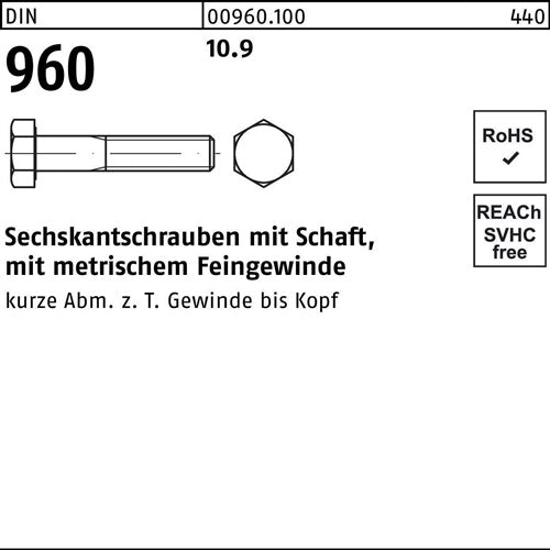 Sechskantschraube DIN 960 mSchaft M 12 x15 x 70 109 50 Stück