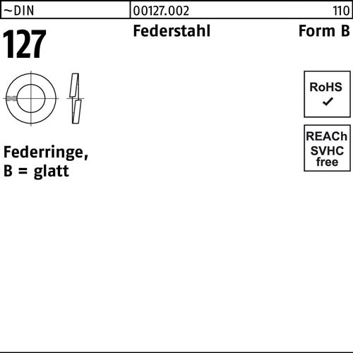 Federring DIN 127 B 25 Federstahl 100 Stück