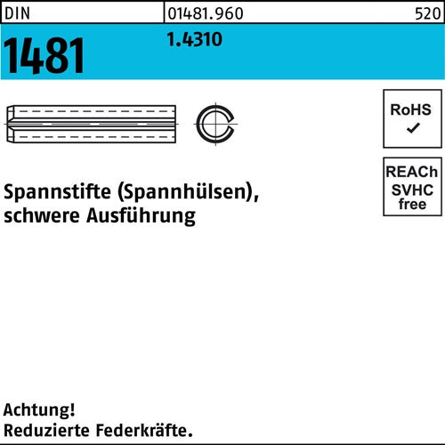Spannstift DIN 1481 3 x 16 14310 schwere Ausführung DIN 1481 100 Stück