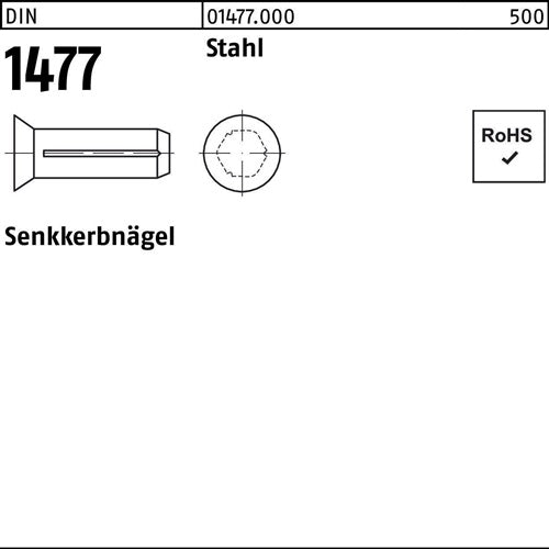 Senkkerbnagel DIN 1477 5 x 15 Stahl DIN 1477 250 Stück