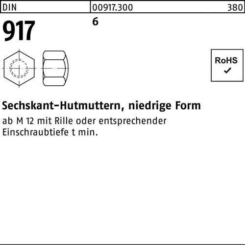 Sechskanthutmutter DIN 917 niedrige FormM8 6 500 Stück - VPE: 500