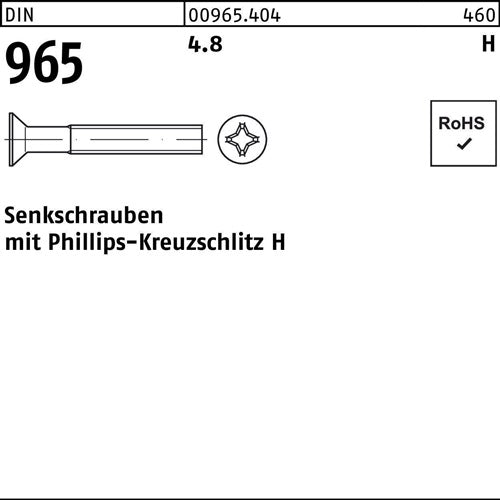 Senkschraube DIN 965 Kreuzschlitz-PH M 5 x 40 -H 48 500 Stück