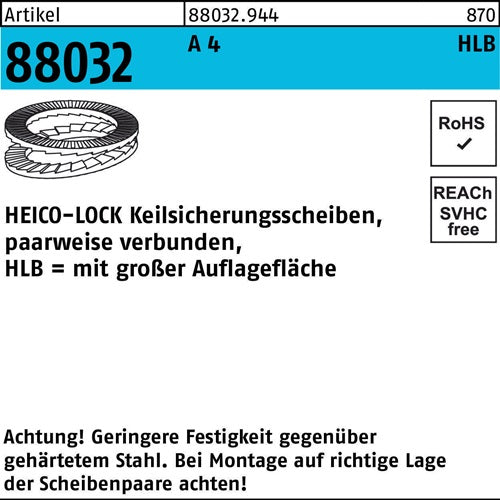 Keilsicherungsscheibe R 88032 HLB-14S A 4 geklebt breit 100 Stück - VPE: 100