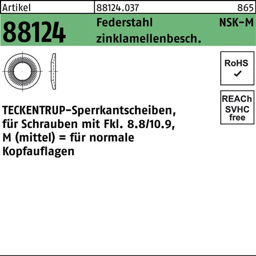 Sperrkantscheibe R 88124 NSK-M 6 Federstahl zinklamellenbeschichtet 1000 Stück TECKENTRUP