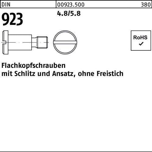 Flachkopfschraube DIN 923 Schlitz/Ansatz M6x 4x 90 48/58 100 Stück - VPE: 100