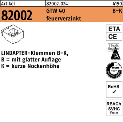 Klemmen R 82002 GTW 40 KM 12/45 feuerverz 1 Stück LINDAPTER