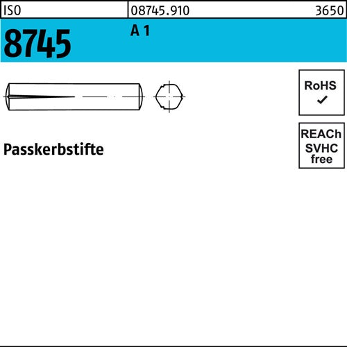 Passkerbstift ISO 8745 8x 60 A 1 100 Stück - VPE: 100