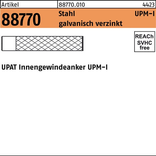 Innengewindeanker R 88770 UPM-I 12 Stahl galvverz 10 Stück UPAT - VPE: 10