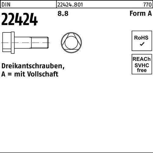 Dreikantschraube DIN 22424 FormA AM 8x 25 88 100 Stück - VPE: 100