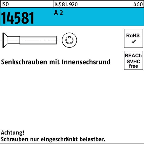 Senkschraube ISO 14581 ISR M6x 20 T30 A 2 200 Stück - VPE: 200