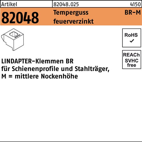 Klemme R 82048 GTW 40 BR 16/80 Temperguss feuerverz 1 Stück LINDAPTER