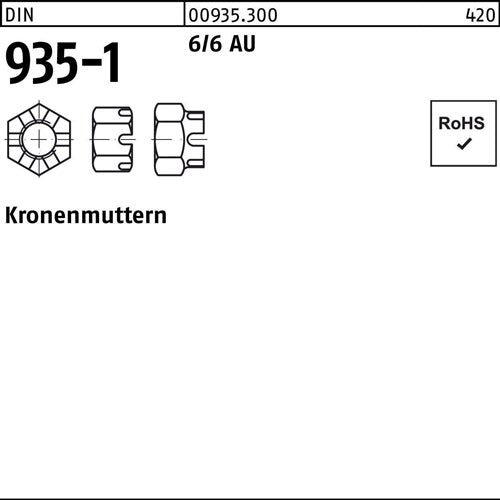 Kronenmutter DIN 935-1 M 42 6 / 6 Automatenstahl 1 Stück