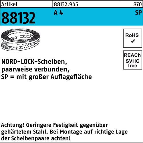 Unterlegscheibe R 88132 geklebt NL 20 SP SS A 4 100 Stück NORD-LOCK - VPE: 100