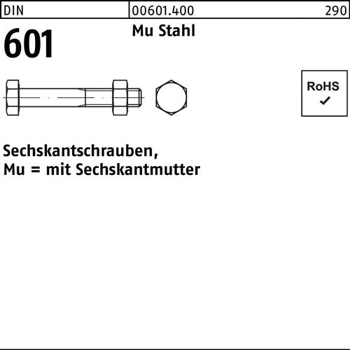 Sechskantschraube DIN 601 mSechskantmutter M 16 x 110 Mu Stahl 46 25 Stück