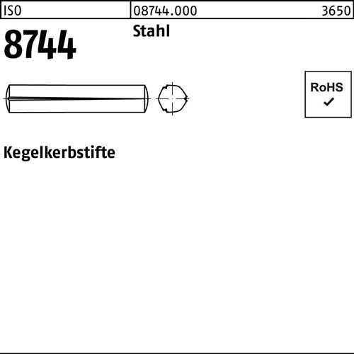 Kegelkerbstift ISO 8744 10x 70 Stahl 25 Stück - VPE: 25