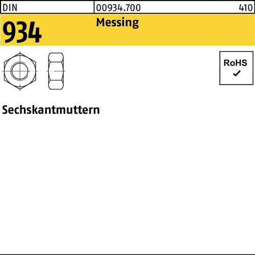 Sechskantmutter DIN 934 M 3 Messing 100 Stück
