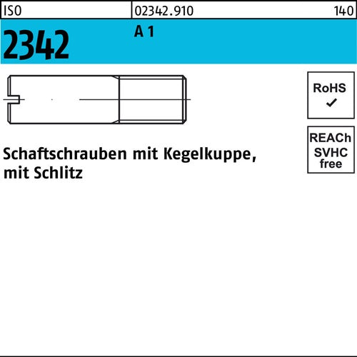 Schaftschraube ISO 2342 mKegelkuppe/Schlitz M 6 x 20 A 1 100 Stück