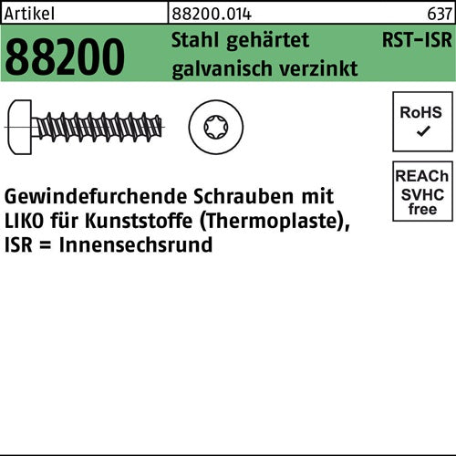 Gewindefurchendeschraube R 88200 Liko ISR 35x8-T10 Stahl gehgalvverz 500St - VPE: 500