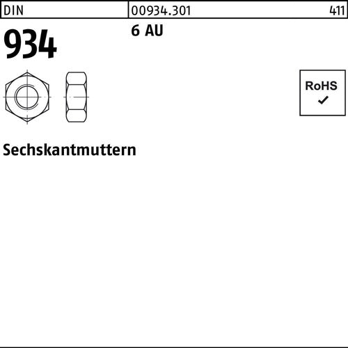 Sechskantmutter DIN 934 M 16 6 Automatenstahl 100 Stück