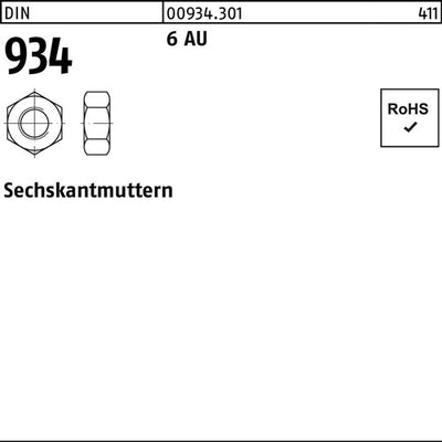 Sechskantmutter DIN 934 M 16 6 Automatenstahl 100 Stück