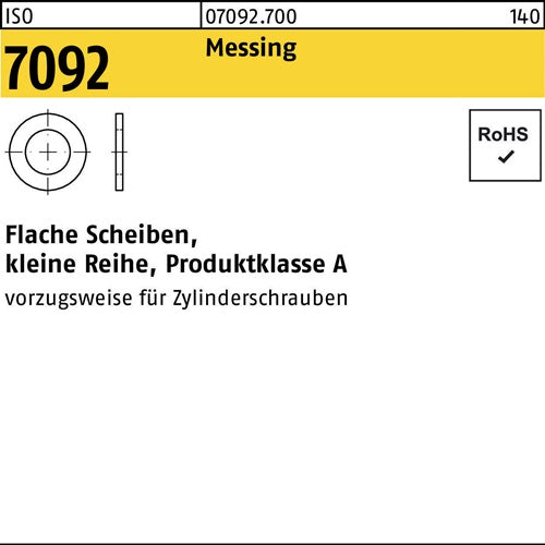 Unterlegscheibe ISO 7092 10 Messing 100 Stück - VPE: 100