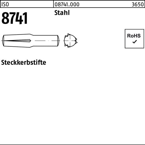 Steckkerbstift ISO 8741 4x 10 Stahl 100 Stück - VPE: 100