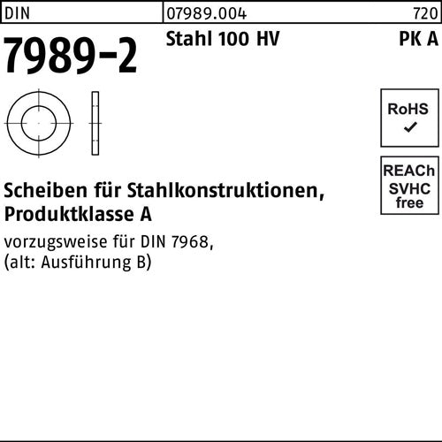 Unterlegscheibe DIN 7989-2 27/30x 50x8 Stahl 100HV 50 Stück - VPE: 50