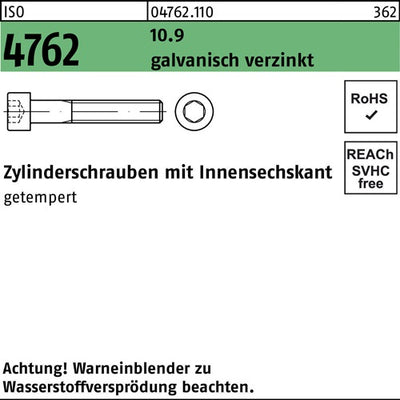 Zylinderschraube ISO 4762 Innen-6kt M30x300 109 galvverz 1St