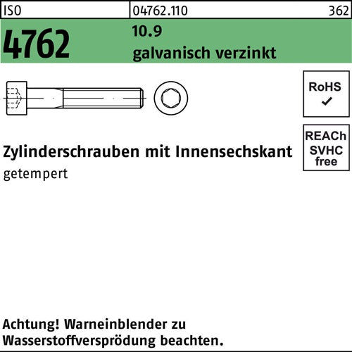 Zylinderschraube ISO 4762 Innen-6kt M18x150 109 galvverz 25St - VPE: 25