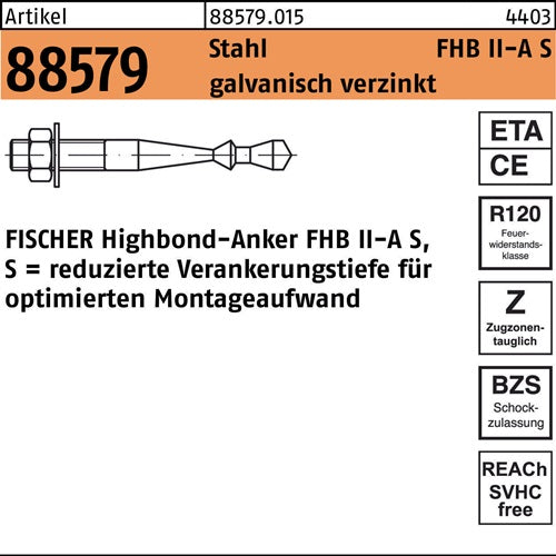 Highbond-Anker R 88579 M10x 75/10 Stahl galvverz 10 Stück FISCHER - VPE: 10