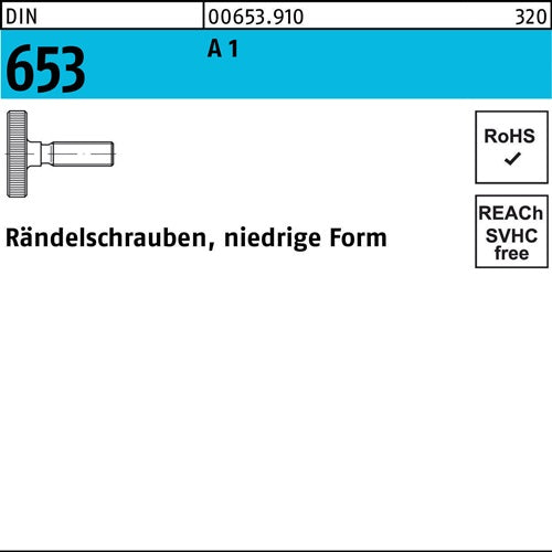 Rändelschraube DIN 653 niedrige Form M 4 x 20 A 1 A 1 10 Stück