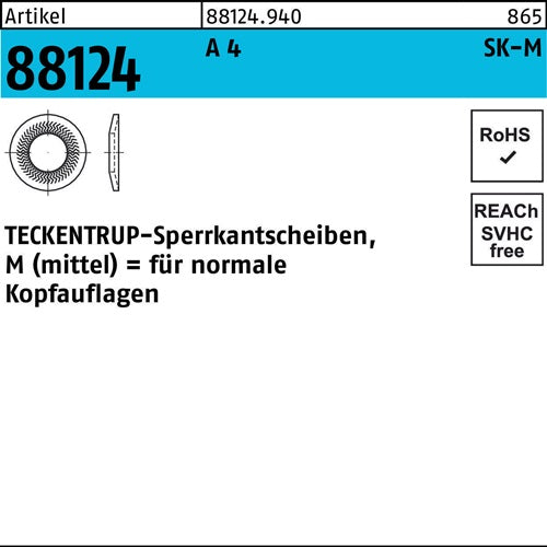Sperrkantscheibe R 88124 M10x2225x16 A 4 500 Stück TECKENTRUP - VPE: 500