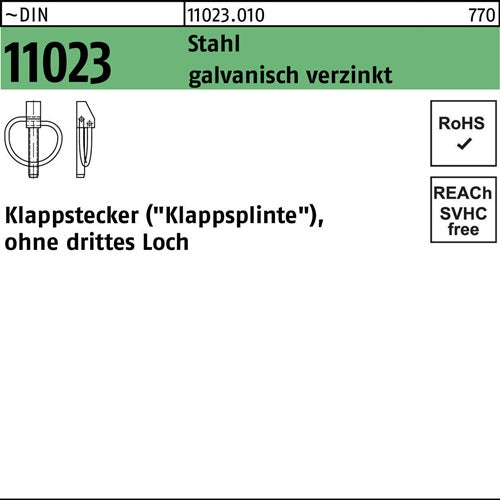 Klappstecker DIN 11023 45 x 42 Stahl galvanisch verzinkt 50 Stück