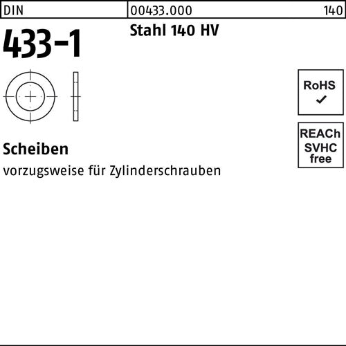 Scheibe DIN 433-1 17 x28 x25 Stahl 140 HV 500 Stück
