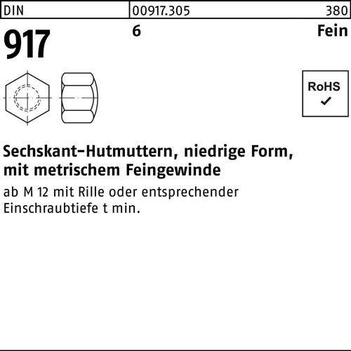 Sechskanthutmutter DIN 917 niedrige FormM8x 1 6 100 Stück - VPE: 100