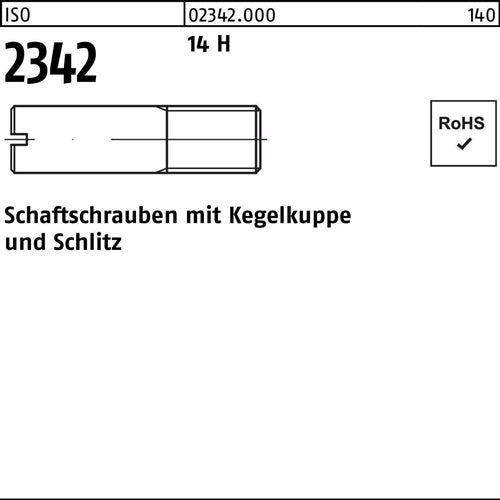 Schaftschraube ISO 2342 mKegelkuppe/Schlitz M 10 x 20 14 H 50 Stück