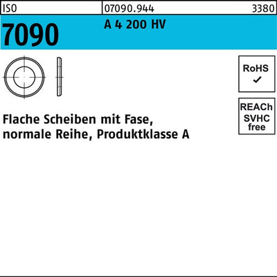 Unterlegscheibe ISO 7090 mFase 6 A 4 200 HV 1000 Stück - VPE: 1000