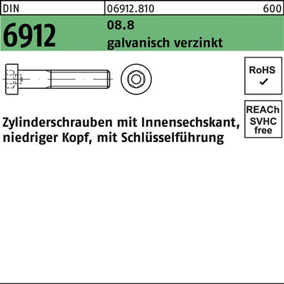 Zylinderschraube DIN 6912 Innen-6kt M16x110 88 galvverz 25St - VPE: 25