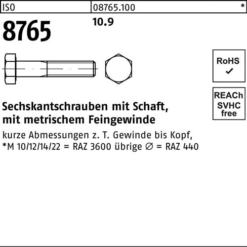 Sechskantschraube ISO 8765 mSchaft M 36 x3 x150 109 5 Stück