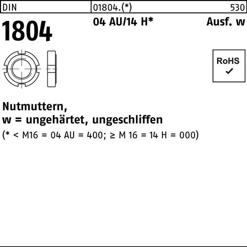 Nutmutter DIN 1804 M 45 x 15 Automatenstahl/14 H 1 Stück