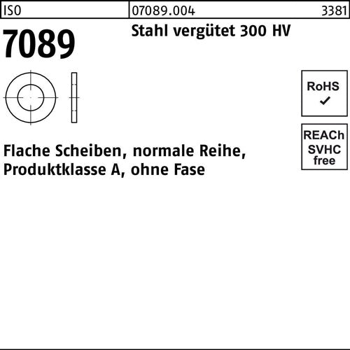 Unterlegscheibe ISO 7089 oFase 24 Stahl vergütet 300 HV 50 Stück - VPE: 50